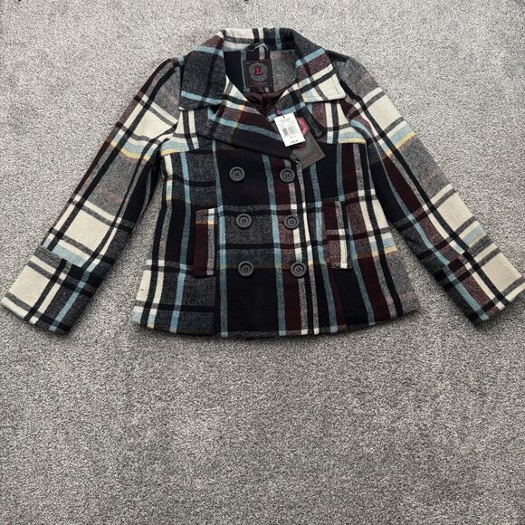 Dollhouse Outerwear NYC Sz M Button Dress Pea Coat Pockets Plaid Academia Retro - Picture 1 of 12
